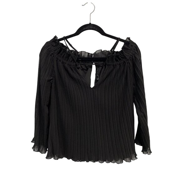 Walter Baker Fritz Blouse Size Small Ruffle Off The Shoulder Black Whimsigoth - Picture 2 of 9